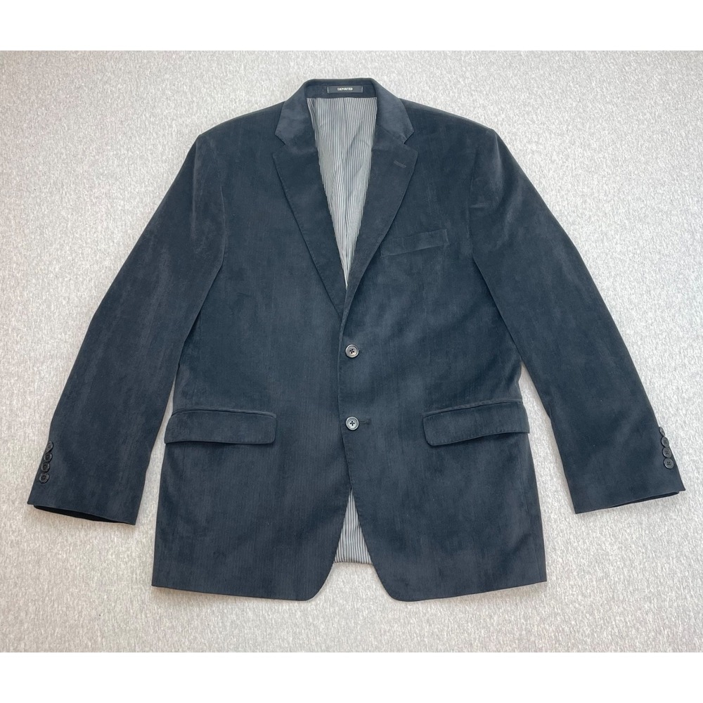 Calvin Klein Blazer Men 40R Black Stretch Corduroy 2-Button Single Breast